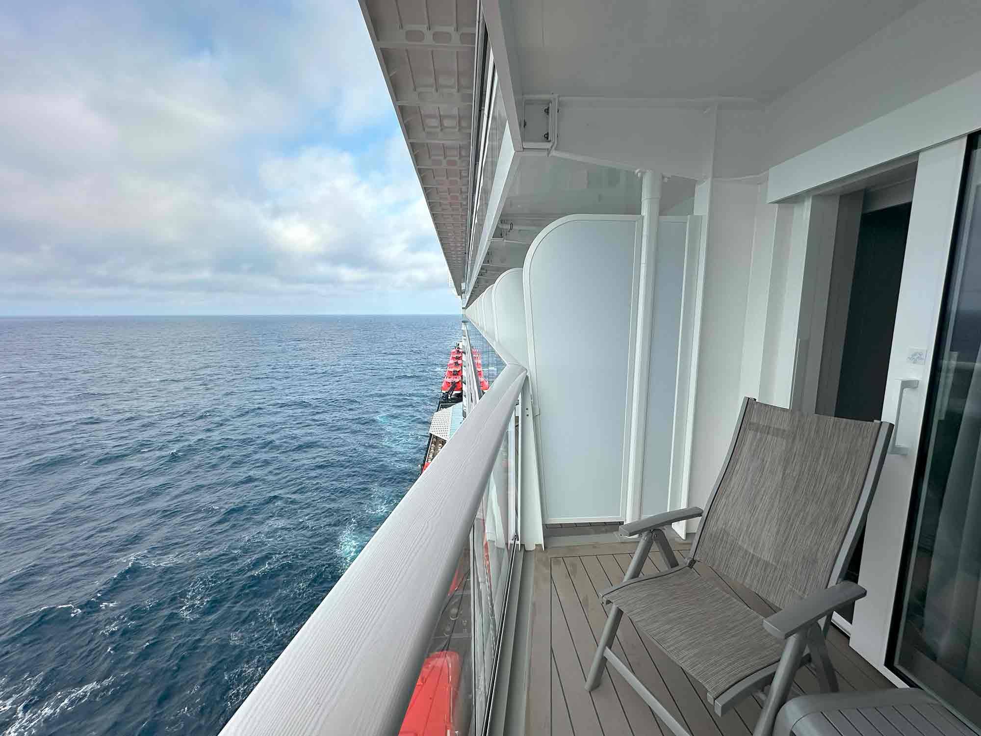 Mein Schiff Relax view from balcony stateroom 12046