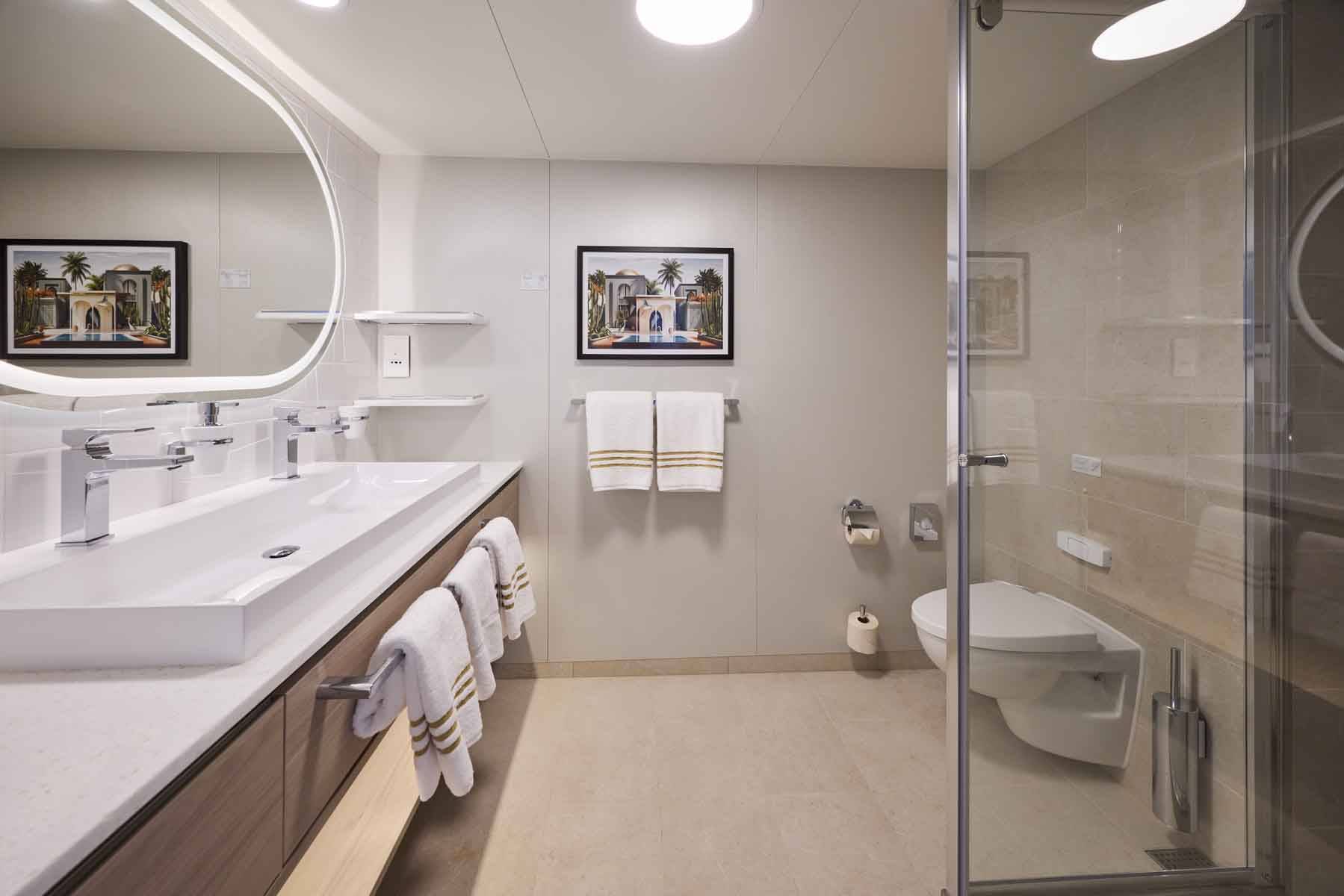 Mein Schiff Relax Junior Suite with balcony bathroom
