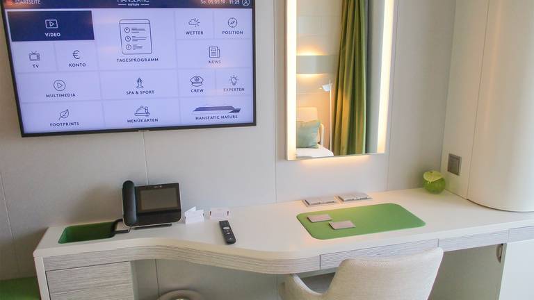 Hanseatic Nature ocean view stateroom working area